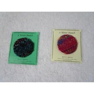 Woven Broochs (2) Bunratty Castle Ireland Vibrant Colors Pins Rare